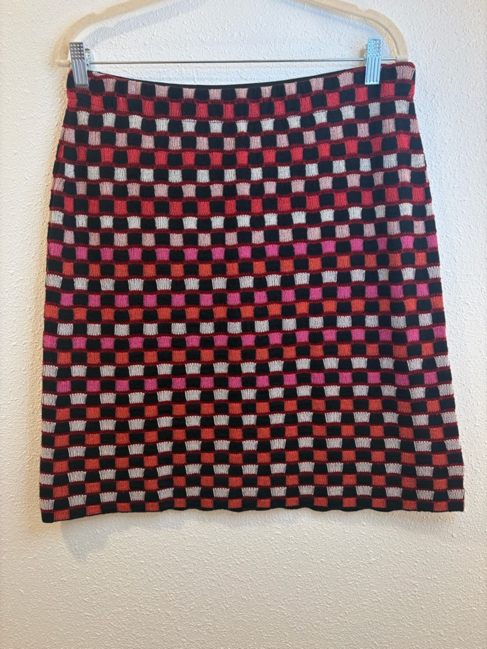 Aldo Martins x Anthropologie Checkered Pencil Skirt - Red/Pink - Picture 7 of 8